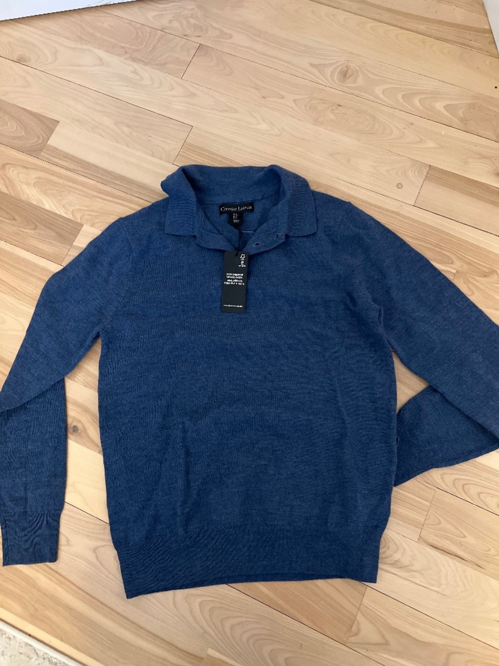 Christian Lacroix Navy Blue Polo Collar Sweater